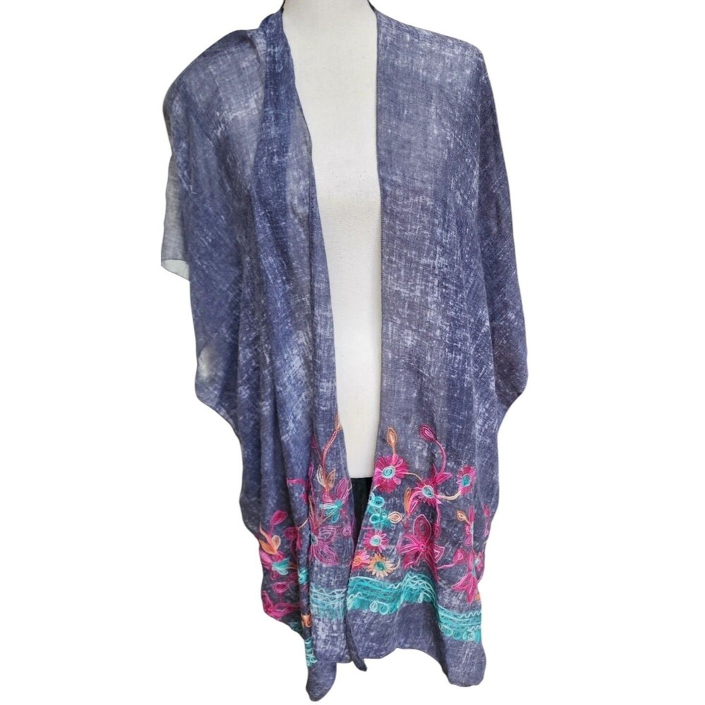 Boho Embroidered Kimono Open Front One Size - image 1